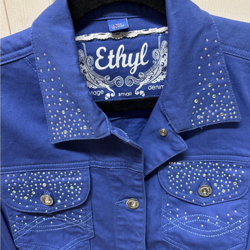 Ethyl Blue/Purple Studded Denim Jacket - Picture 2 of 5
